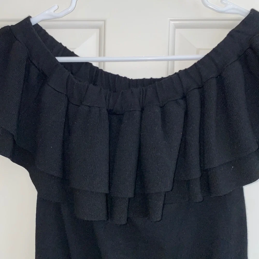 J. Crew Summer Black Ruffle Top